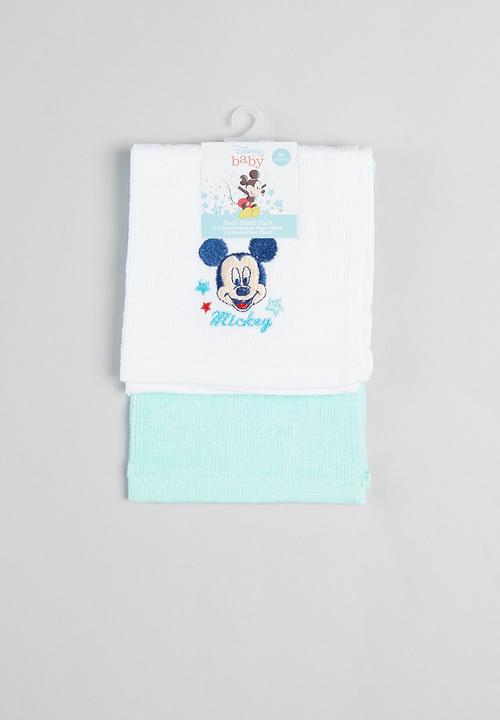 Character Group - 2-pack mickey face cloths - blue & white