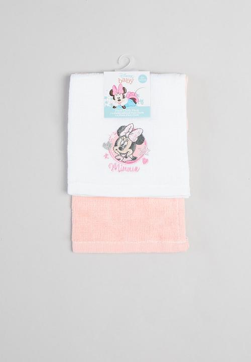 Character Group - 2-pack minnie face cloths - pink & white