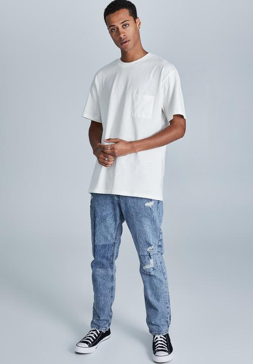 Cotton On - Beckley straight jean - mid blue patchwork