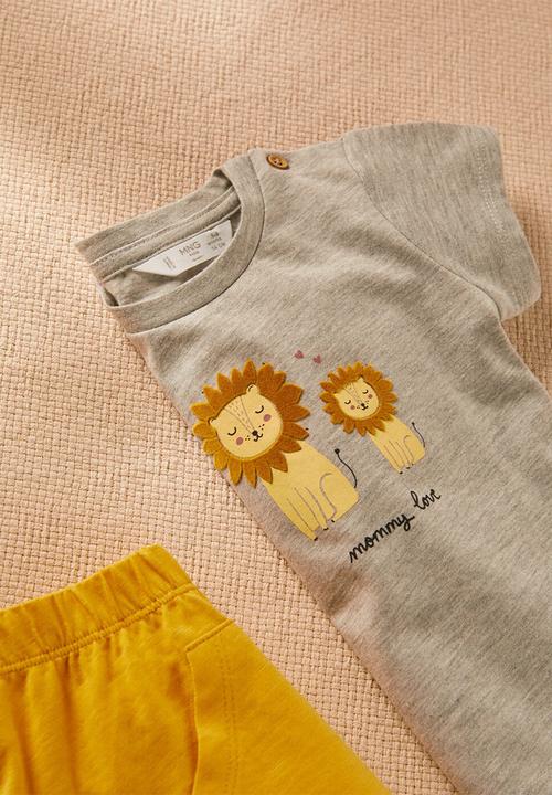 MANGO - T-shirt lion - grey