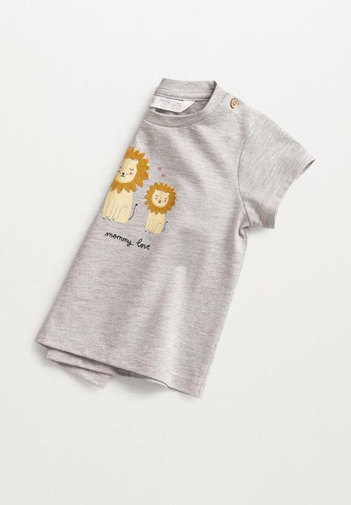 MANGO - T-shirt lion - grey