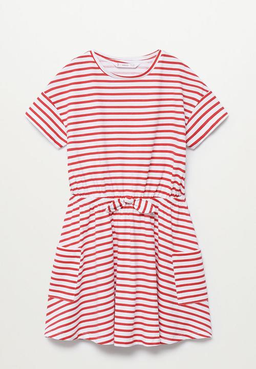 MANGO - Vestido vanesa - white & red