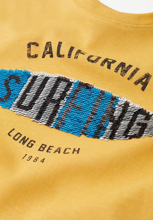 MANGO - T-shirt waves - medium yellow