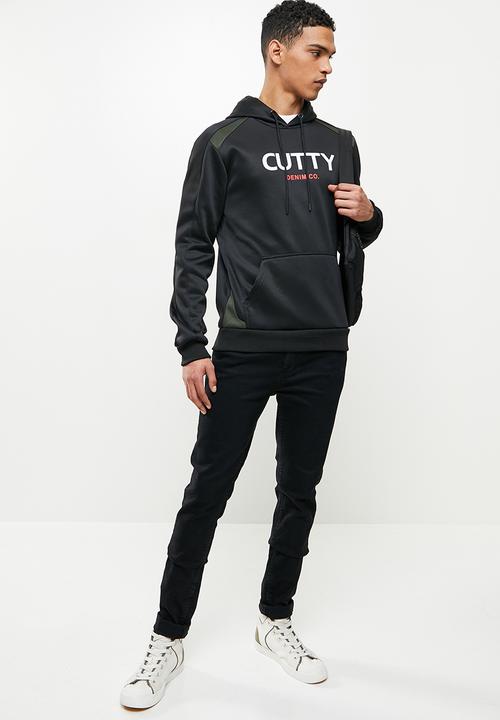 Cutty - Montana scuba kangaroo pouch hoodie - black
