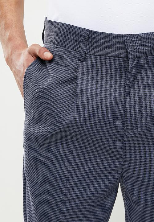 Jonathan D - Joey houndstooth check trousers - oxford blue