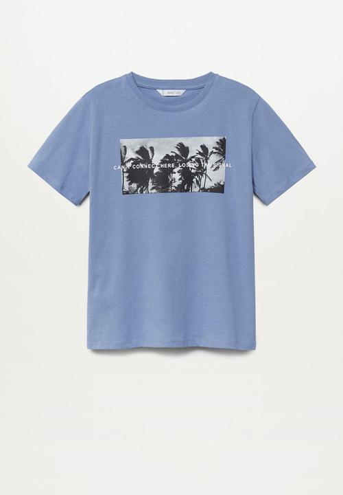 MANGO - T-shirt offline - medium blue
