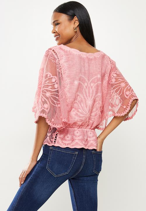 Stella Morgan - Embroidered blouse top - pink