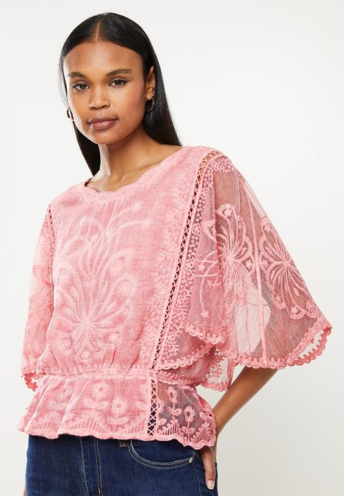 Stella Morgan - Embroidered blouse top - pink