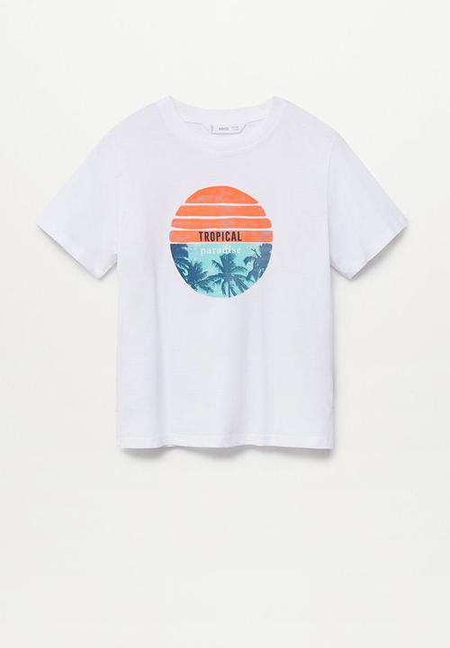 MANGO - T-shirt flo - white