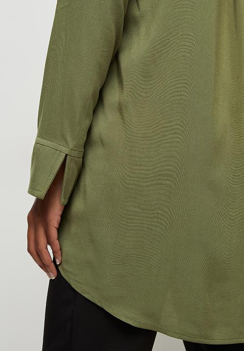edit - Longline viscose shirt - olive
