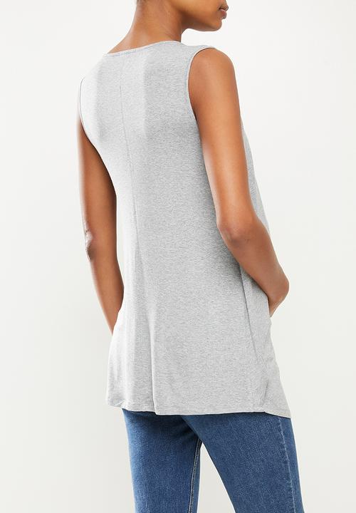 edit Maternity - Sleeveless waterfall nursing tee - grey 