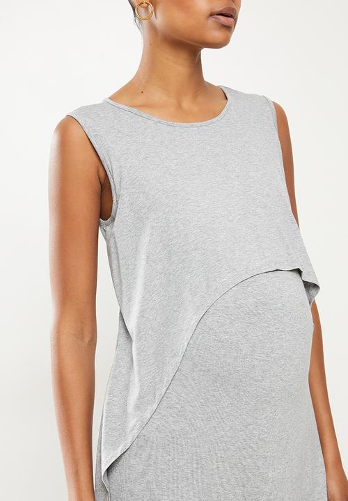 edit Maternity - Sleeveless waterfall nursing tee - grey 