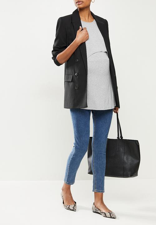 edit Maternity - Sleeveless waterfall nursing tee - grey 