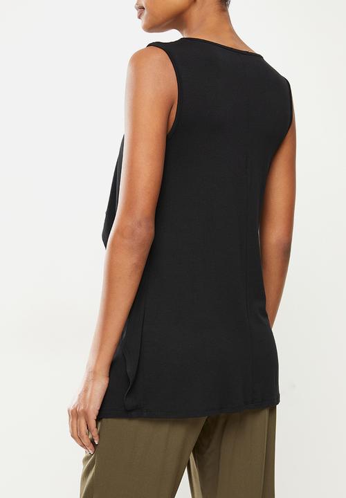 edit Maternity - Sleeveless waterfall nursing tee - black