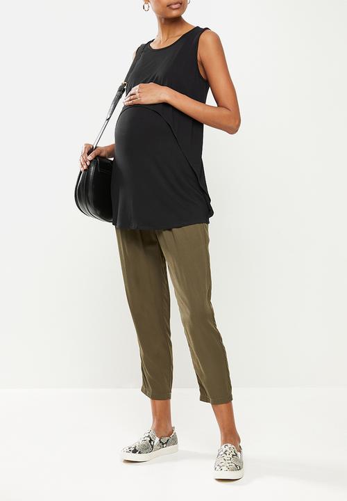 edit Maternity - Sleeveless waterfall nursing tee - black