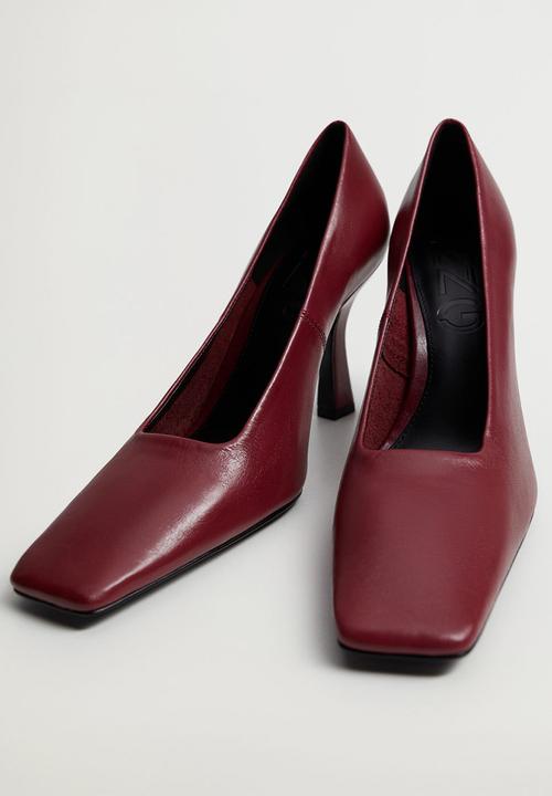 MANGO - Rebeca leather court - dark red