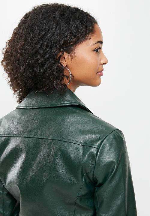 Blake - Cropped biker jacket - deep emerald 