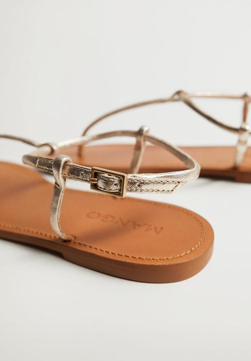 MANGO - Formen leather sandal / gold