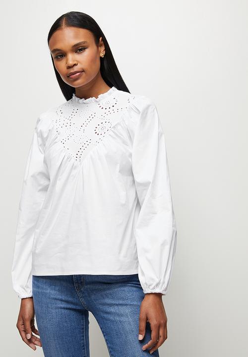 MILLA - Anglaise combo blouse - white1