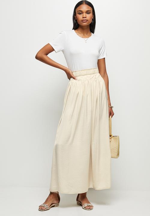 MILLA - Elasticated waist detail midaxi skirt - neutral
