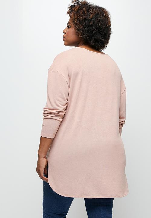 edit Plus - Longline textured tee - pink