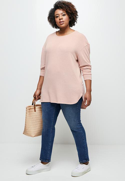 edit Plus - Longline textured tee - pink