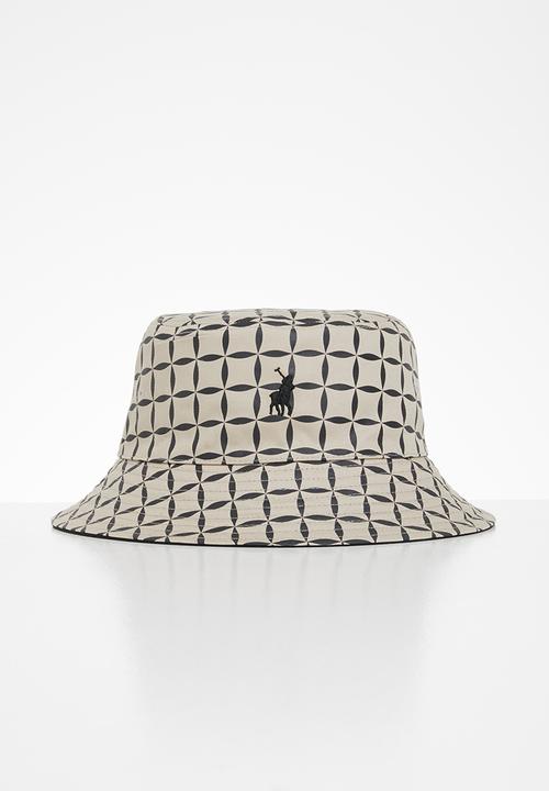 POLO - Block print reversible bucket - black & beige 