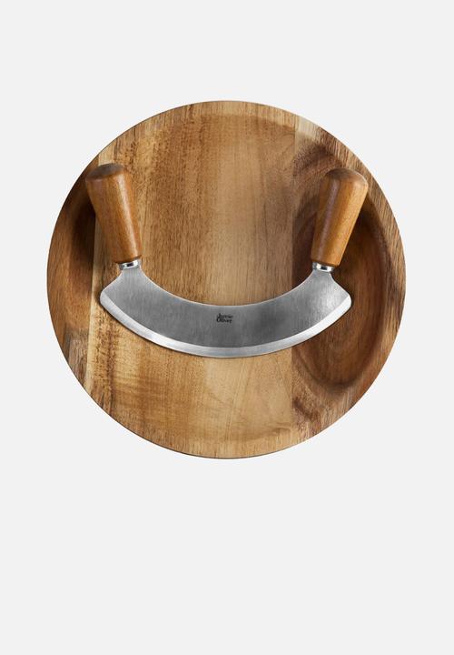 Jamie Oliver - Mezzaluna & board - brown