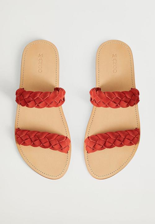 MANGO - Sansa leather slide - dark red