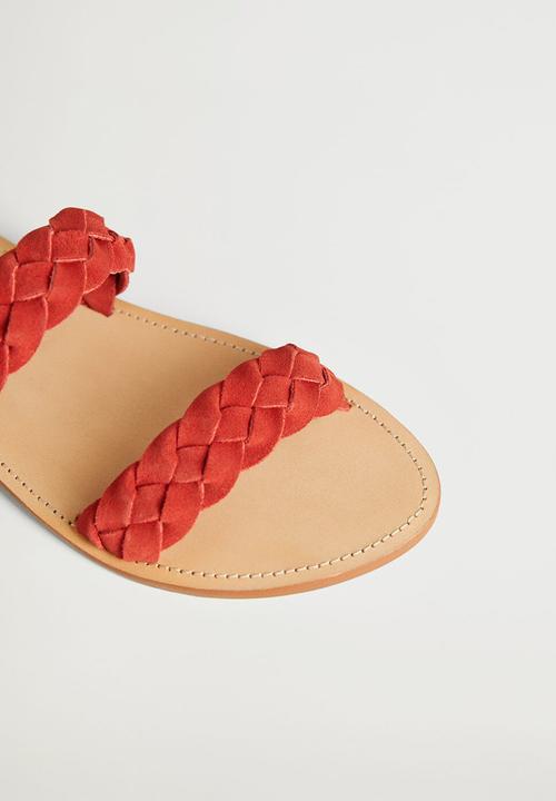 MANGO - Sansa leather slide - dark red