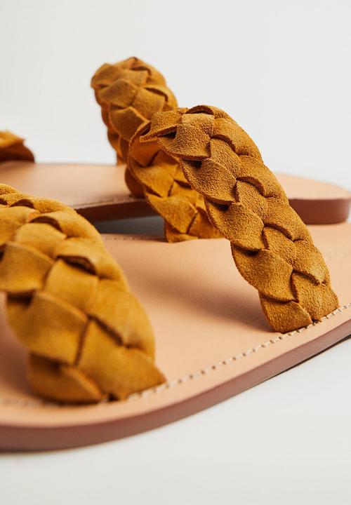 MANGO - Sansa leather slide - medium yellow