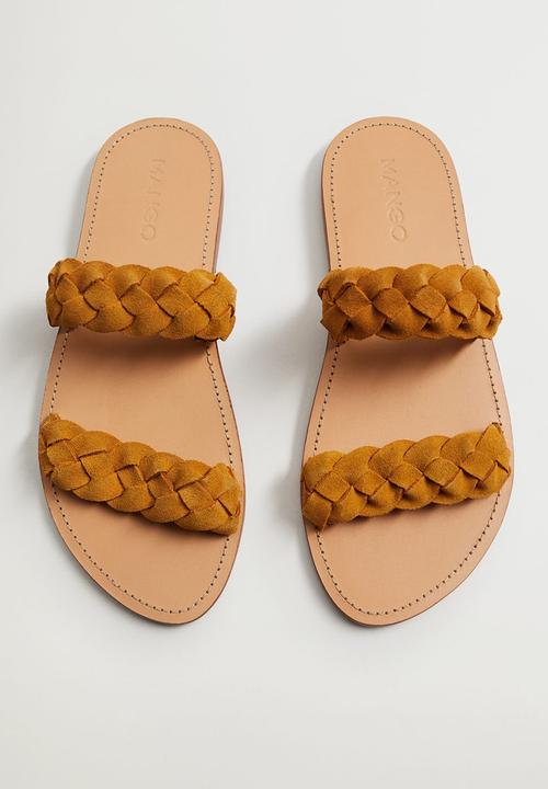 MANGO - Sansa leather slide - medium yellow