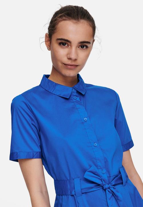 Jacqueline de Yong - Millie life short sleeve dress - victoria blue