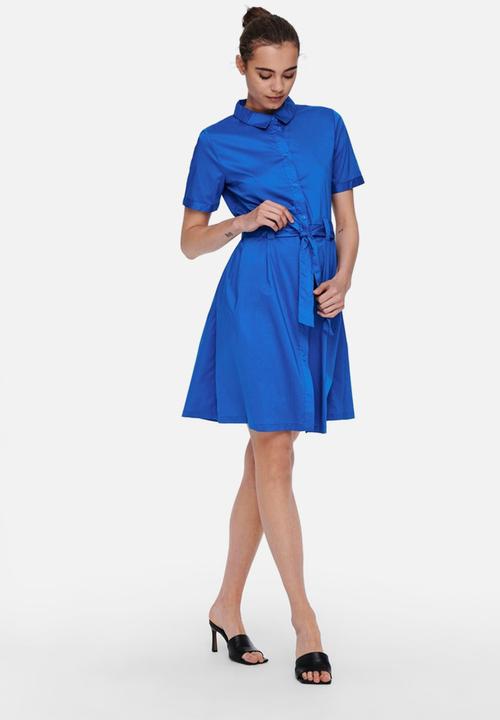 Jacqueline de Yong - Millie life short sleeve dress - victoria blue