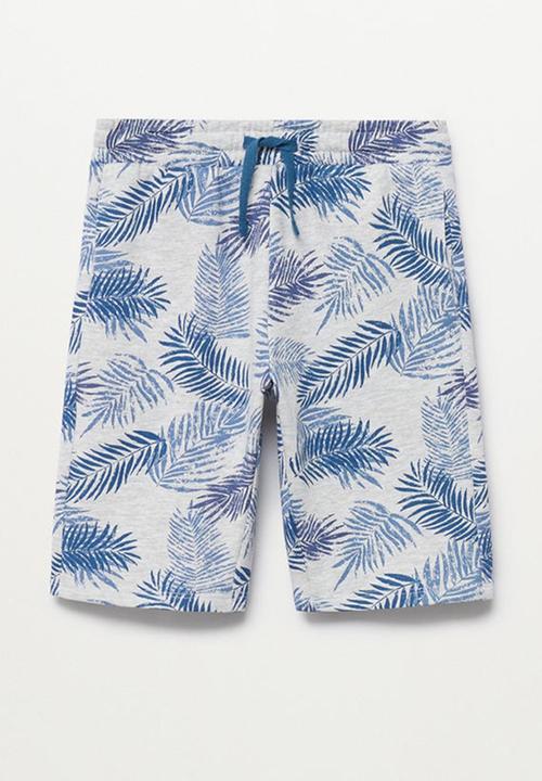 MANGO - Bermuda shorts palns - grey & blue 