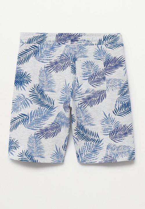MANGO - Bermuda shorts palns - grey & blue 