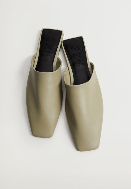 MANGO - Inout leather mule - beige / khaki