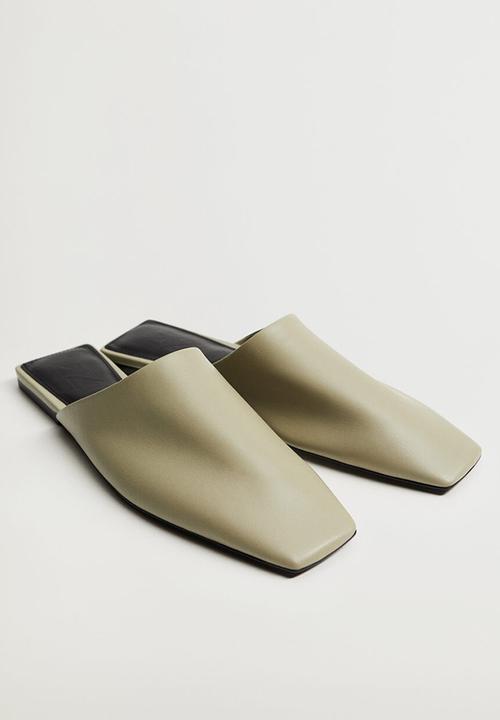 MANGO - Inout leather mule - beige / khaki