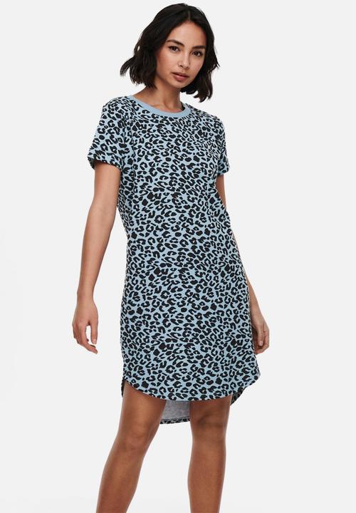Jacqueline de Yong - Ivy life short sleeve leo dress - faded denim