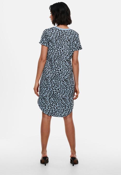 Jacqueline de Yong - Ivy life short sleeve leo dress - faded denim