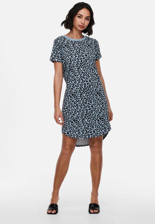 Jacqueline de Yong - Ivy life short sleeve leo dress - faded denim