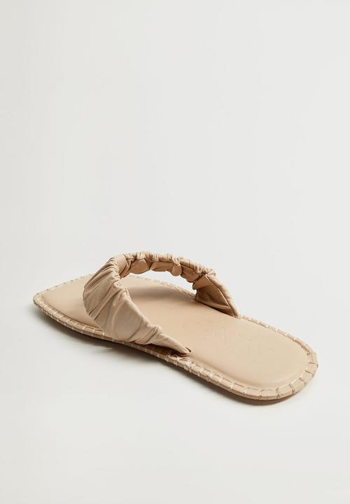 MANGO - Tina leather slide - light beige