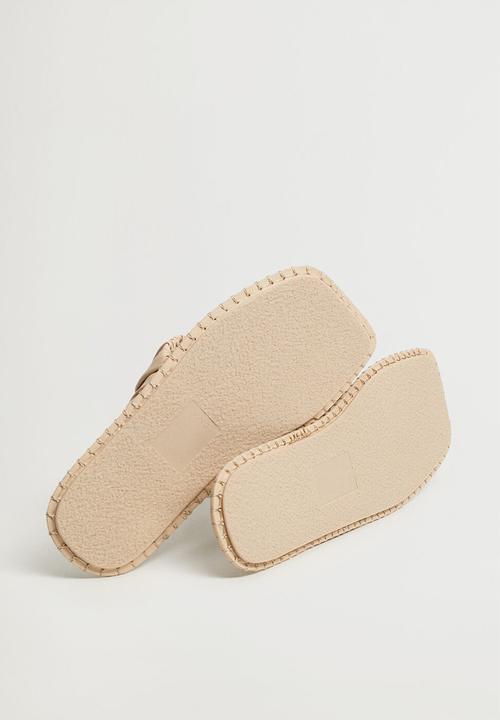 MANGO - Tina leather slide - light beige