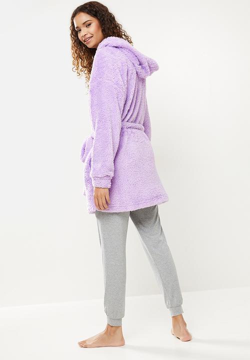 Blake - Fluffy belted robe - lilac