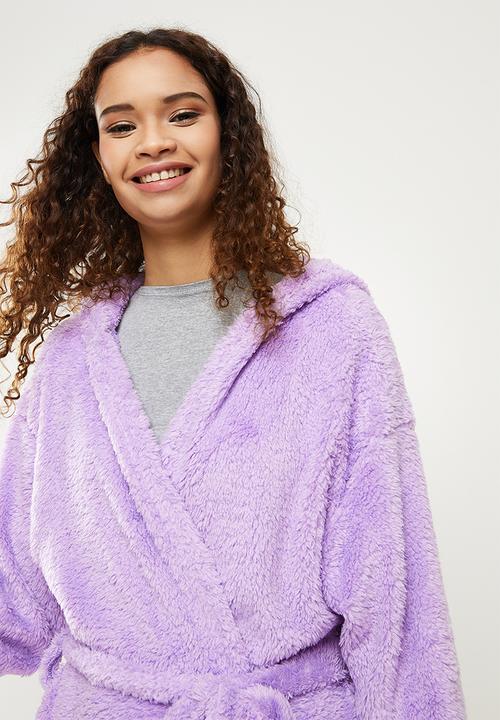 Blake - Fluffy belted robe - lilac