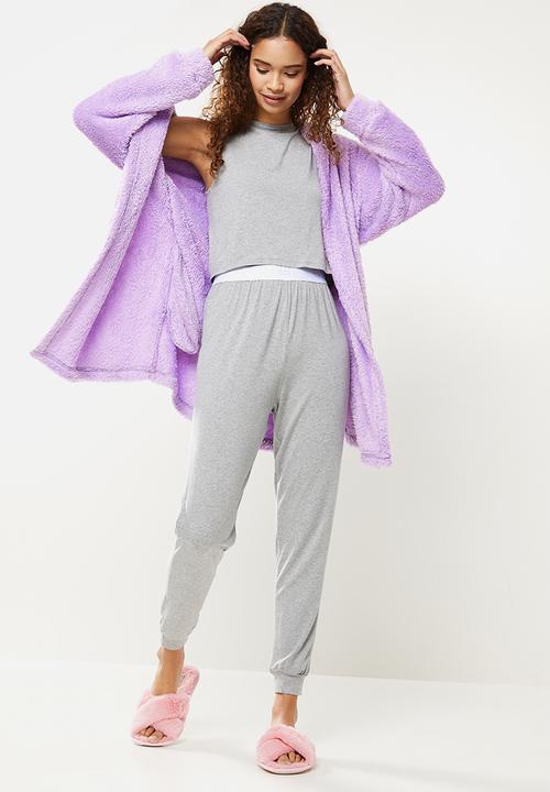 Blake - Fluffy belted robe - lilac