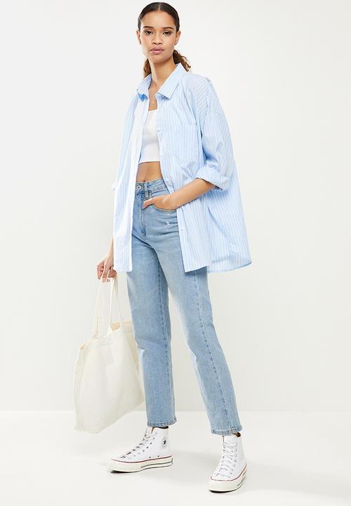 Cotton On - Dad shirt - leila stripe authentic blue
