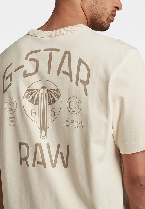 G-STAR - Back logo loose r tee - ecru