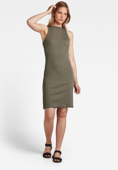 G-STAR - Engineered rib tank top dress  - grey