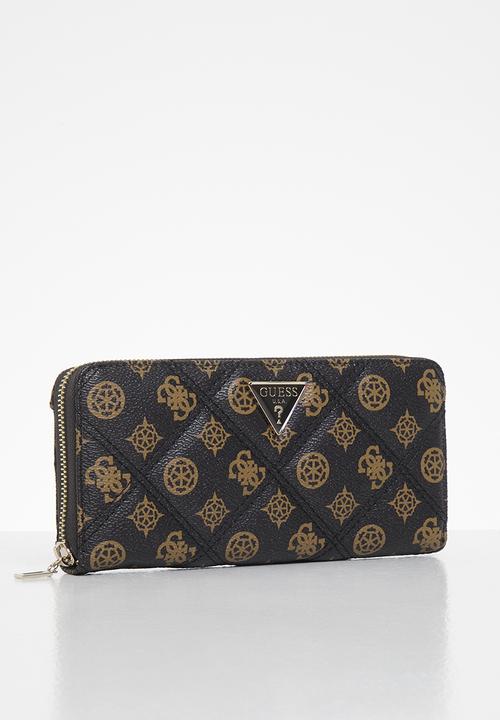 GUESS - Cessily slg large zip around - black & brown 